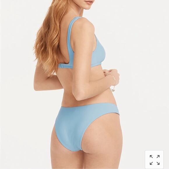J. Crew Mid-Rise High Cut Leg Cheeky Bikini Swim Bottom in Pale Blue BC125 NWT - Picture 3 of 15